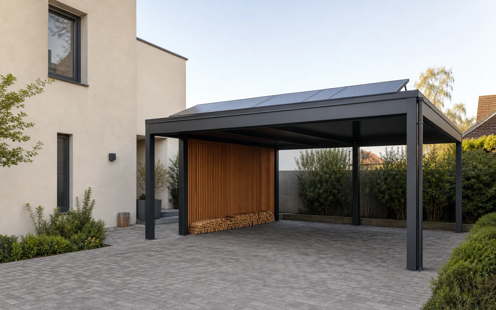 Vista 3D de pérgola configurable para explicar Australia: configuradores de pérgolas y cocheras, software a medida e implantación.